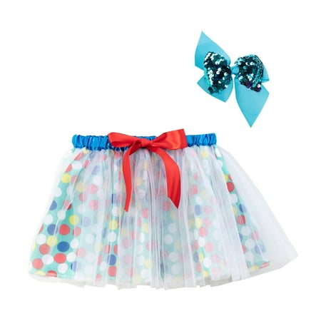

Kids Girls Ballet Skirts Party Patchwork Colour Tulle Dance Skirt Hairpin Set Short Skirt for Girls