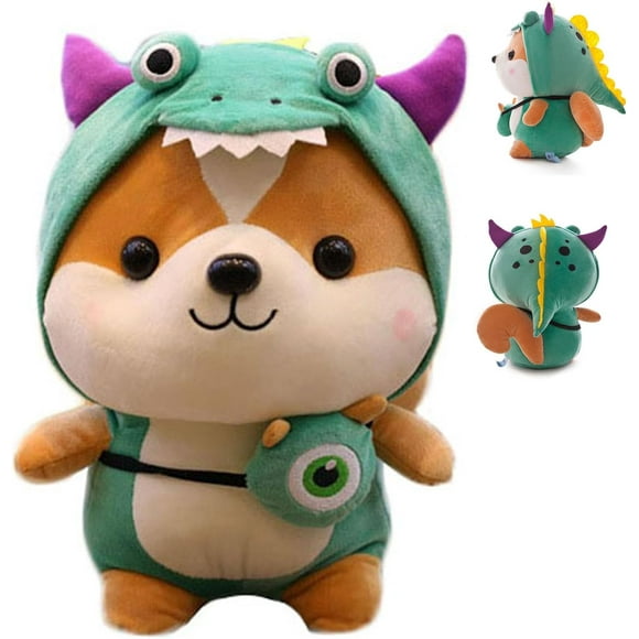 Adorable Squirrel Stuffed Animal Dressed in Dinosaur Costume Plushies Chipmuck with Dinosaur Outfit Cute Plush Toys for Kids Stuffed Shiba