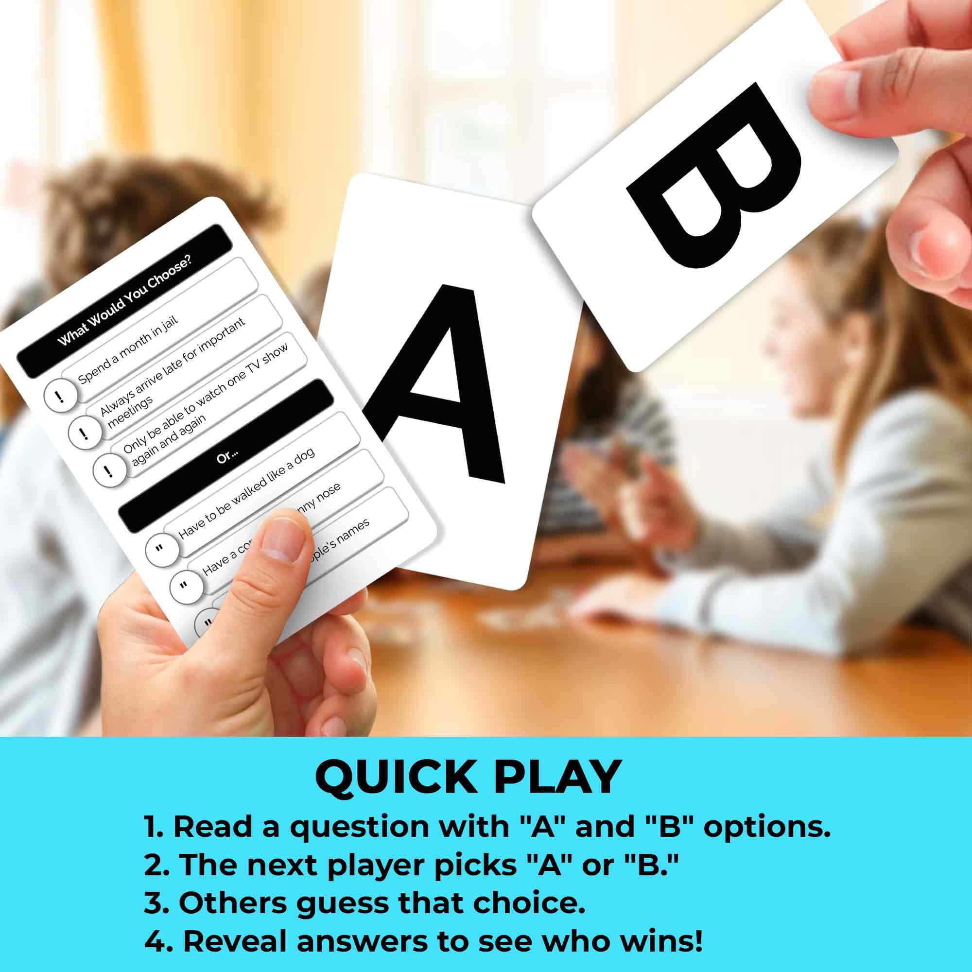 Quokka Card Game Ages 6+ Quiz - What Would You Choose - Family Dilemmas Entertainment
