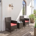 thumbnail image 4 of Flamaker Patio Furniture Set 3 Pieces All-Weather Rattan Outdoor Furniture Patio Chairs with Tempered Glass Table for Porch Bistro Balcony (Brown/Red), 4 of 7