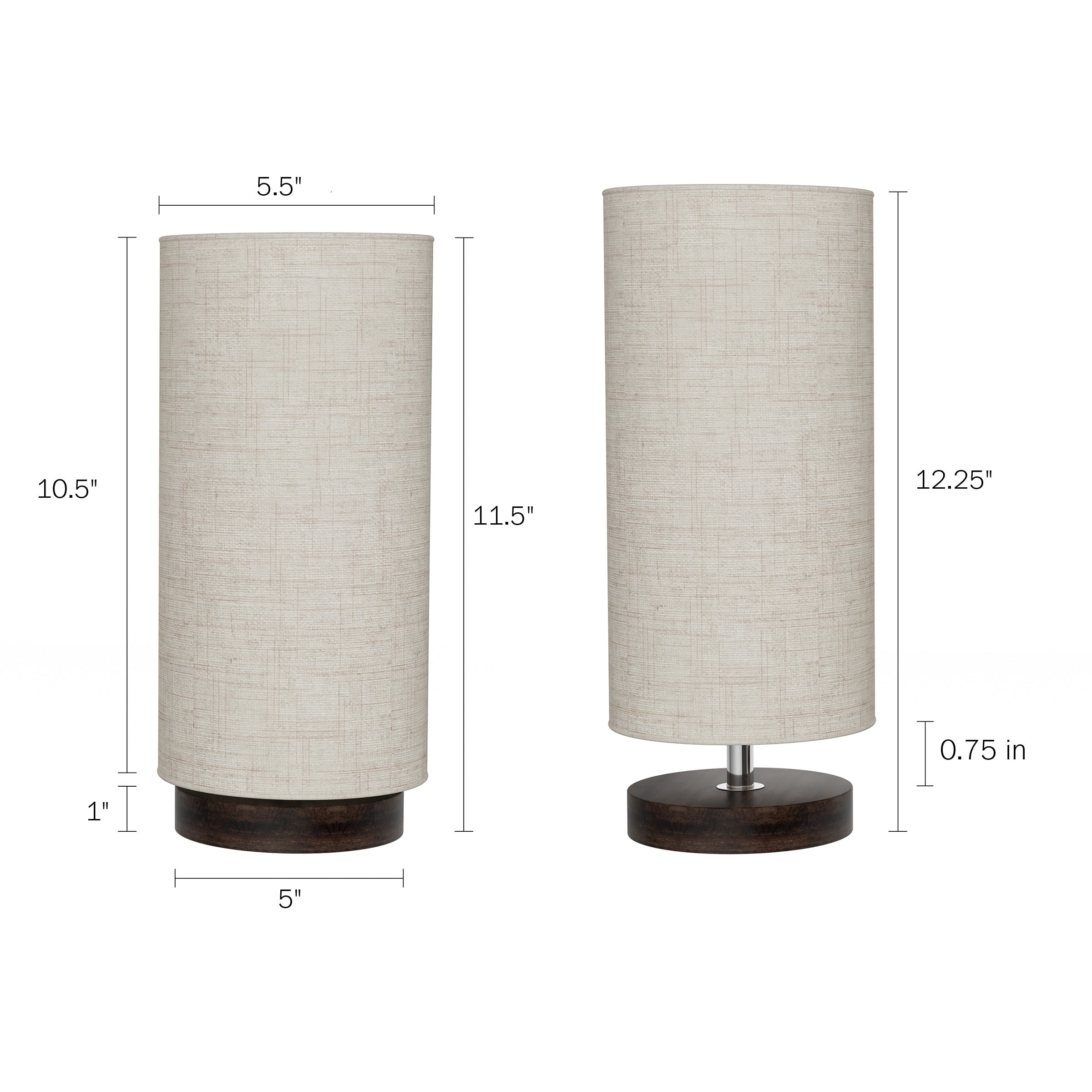 Lavish Home Cylinder Lamp with Wood Base-Modern Light with LED Bulb Included Adjustable Height