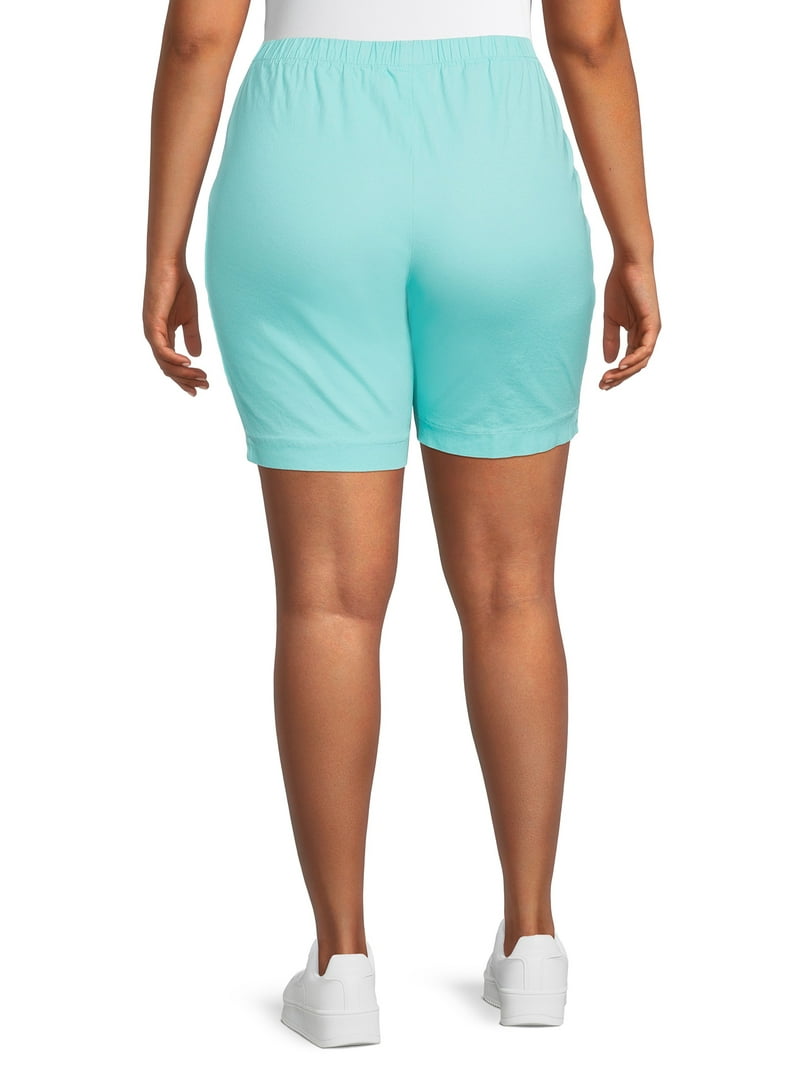 Just My Size Women's Plus 2-Pocket Stretch Denim Pull-On Shorts