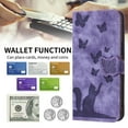 thumbnail image 2 of ELEHOLD for iPhone 14 Pro Wallet Case, Embossed Butterfly Cute Cat Soft PU Leather Folio Flip Shockproof Protective Credit Card Slots Holder Cover for iPhone 14 Pro,Purple, 2 of 6