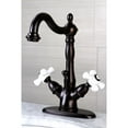 thumbnail image 7 of Kingston Brass KS1430PX Heritage Two-Handle Bathroom Faucet with Brass Pop-Up and Cover Plate, Matte Black, 7 of 7