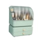 thumbnail image 1 of Caja de almacenamiento de cosméticos de escritorio, tipo cajón, organizador de maquillaje, a prueba de polvo, para joyas, lápiz labial, cuidado de la piel, organizador verde claro, 1 of 14
