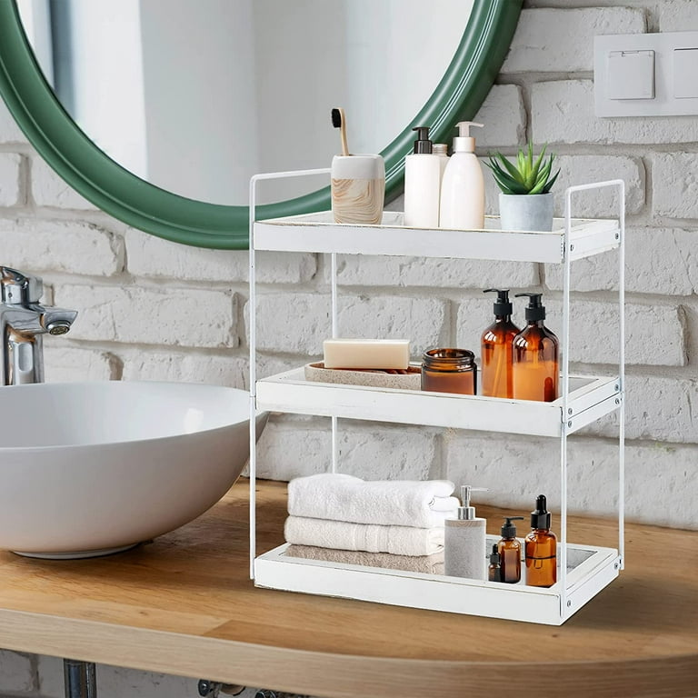 Saudres 3 Tier Bathroom Counter Organizer, Wood Bathroom Organizer  Countertop Storage Shelf, Bathroom Trays For Counter, Standing Rack  Skincare