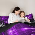 thumbnail image 5 of Homewish Purple Chic Automobile Full Size Comforter Sets, Modern Checkered Flag Bedding Comforter Set, Extreme Sports Lover Reversible Bedding Sets, Breathable Home Decor, 3pcs, 5 of 8