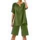 thumbnail image 1 of Conjuntos de 2 piezas para mujer: blusa de pierna ancha y pantalones elásticos, camisa informal de manga corta, ropa urbana de moda para el verano, 1 of 5