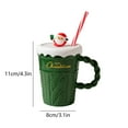 thumbnail image 3 of Christmas Tree Ceramic Mug with Lid & Straw | Festive Holiday Sweater Design | 16oz Couple Gift Mug for Christmas | Red, Green, White Options, 3 of 6