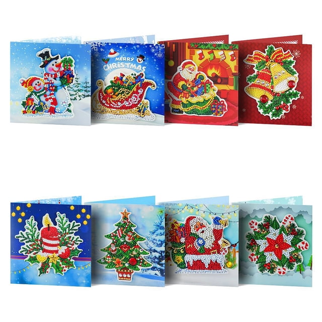 Billuyoard 8x Recuerdos festivos Pintura de diamantes Tarjetas de felicitación navideñas Tarjetas de felicitación navideñas Postales Artesanía