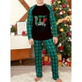 thumbnail image 3 of Elippeo Family Matching Christmas Pajamas, Letter  Elf Boot Print Long-Sleeved Round Neck Tops + Plaid Pattern Trousers Sleepwear, 3 of 10