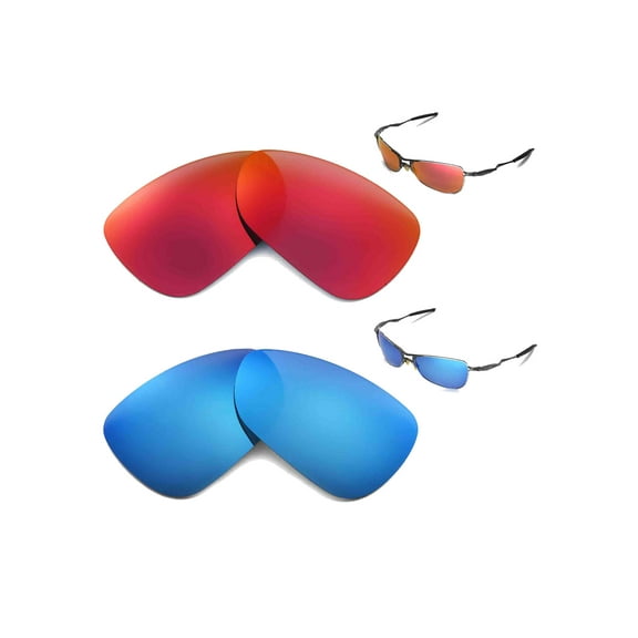 Walleva Polarized Fire Red   Ice Blue Replacement Lenses For Oakley Crosshair 1.0 (2005-2006 version) Sunglasses