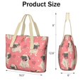 thumbnail image 3 of Tote Bag for Women - Pug and Love Heart Shoulder Bag - Large Utility Work Duffle Bag with Zipper Handbag for Travel, Work, Sprots, 3 of 5
