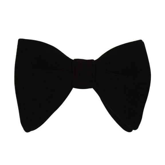 Mens Oversized Velvet Bow Tie Solid Color Formal Tuxedo Pre-Tied Big Bowtie