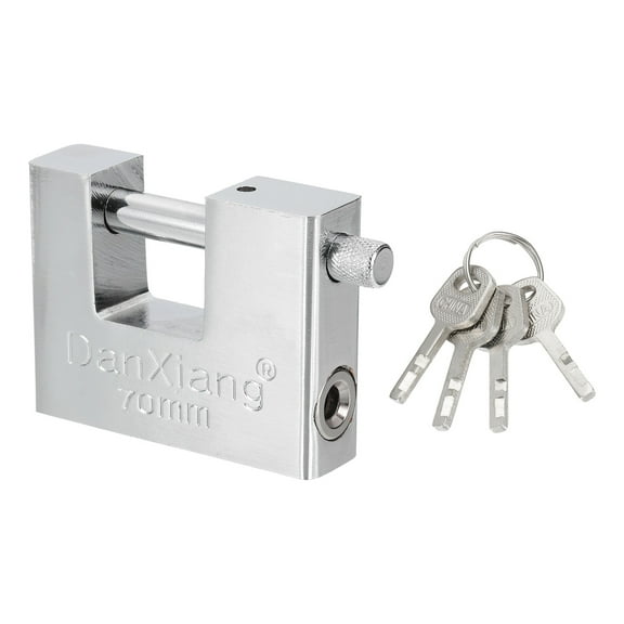 High Security Padlock, 2.8 Inch Steel D-Shaped Heavy Duty Shackle Locks with 4 Keys for Storage Unit Garage Gate Lock Warehouse Shed Containers, Silver