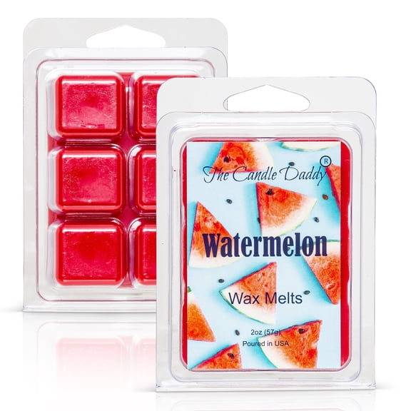 Watermelon -  Sweet, Sugary Fruit Scented Melt- Maximum Scent Wax Cubes/Melts- 1 Pack -2 Ounces- 6 Cubes
