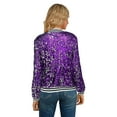 thumbnail image 2 of Tiqkatyck Mardi Gras Jacket Clearance, Spring and Autumn Women's Long Sleeve Sequined Cardigan Jacket Top, Mardi Gras Sequin Jacket, Mardi Gras Shirts for Women Purple, 2 of 9