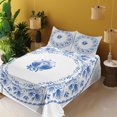 thumbnail image 3 of Ambesonne Mandala Fitted & Top Sheet Set with Shams, Cold Tone Eastern Flowery, White Blue, 3 of 5