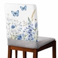 thumbnail image 2 of Blue Butterfly Flowers Chair Covers Set of 1 Spring Floral Chair Back Covers Stretch Removable Washable Slipcovers Protector for Dining Room Kitchen Party Decor, 2 of 5