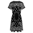 thumbnail image 5 of Black Paisley Bandana Pattern Short Sleeve Dress Women Summer Evening Dresses Ladies Sundress, 5 of 7
