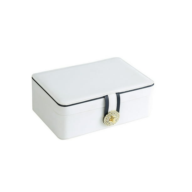 Qarigey Caja de almacenamiento para joyas, organizador de pendientes, caja de anillo de doble capa, colgantes, contenedor de embalaje de almacenamiento Ropa, zapatos y accesorios Miscelánea Blanco Qarigey AP017782-01