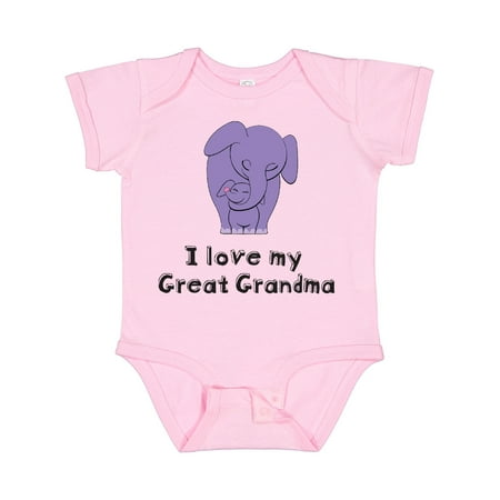 

Inktastic I Love My Great Grandma Elephant Gift Baby Boy or Baby Girl Bodysuit