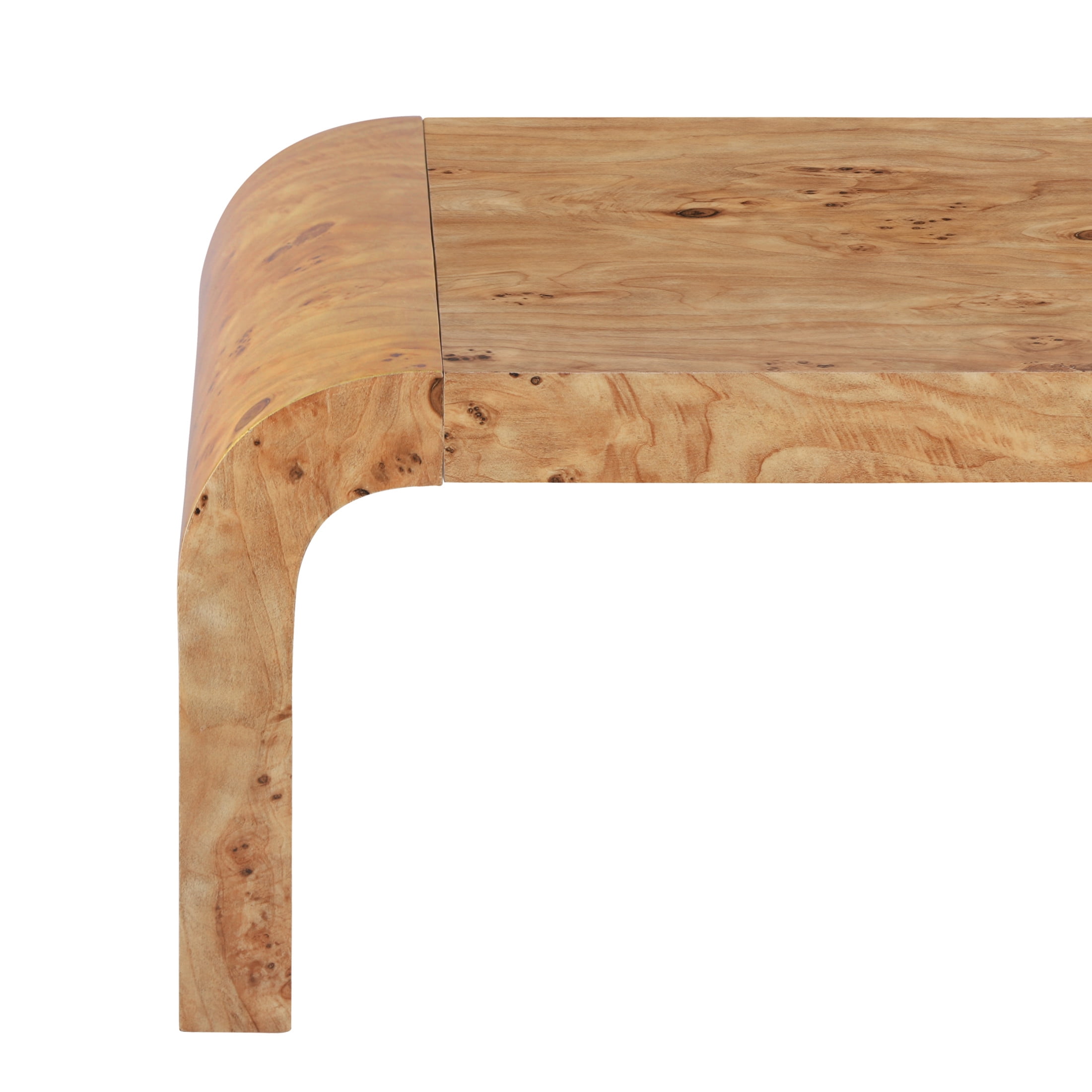 Christopher Knight Home 53.7" Waterfall Coffee Table with Burl Veneer, Curved Edges, Natural