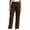 #0180-Brown, variant on Cargo Pants Women High Waist Pleated Front Solid Color Multi Pocket Detail Wide Fit Trousers Daily Work Style Stretchy Breathable Bottoms