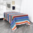 thumbnail image 4 of Lmueinov Mexican Blanket Striped Tablecloth Large Square Fringe Cotton Mexican Serape Tablecloth for Party Wedding Decorations Outdoor Table Cover, 4 of 6