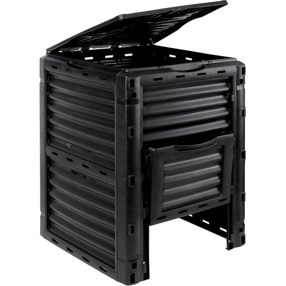 YSNW 120 Gallon Compost Bin, Outdoor 450 L Garden Composter, Large Capacity BPA Free Material for Fast Creation of Fertile Soil, Easy to Assemble, Black (Black, 80 Gallon)