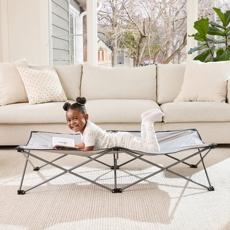 Regalo Extra Long My Cot Portable Toddler Bed, Folding Travel Cot for Kids, Gray