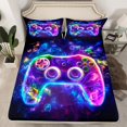 thumbnail image 2 of Manfei Gamepad Game Lovers Bed Sheets,Teens Video Gamer King Sheets,Purple Black Sheet Set For Boys Kids,Ultra Soft Home Decor,4pcs, 2 of 7