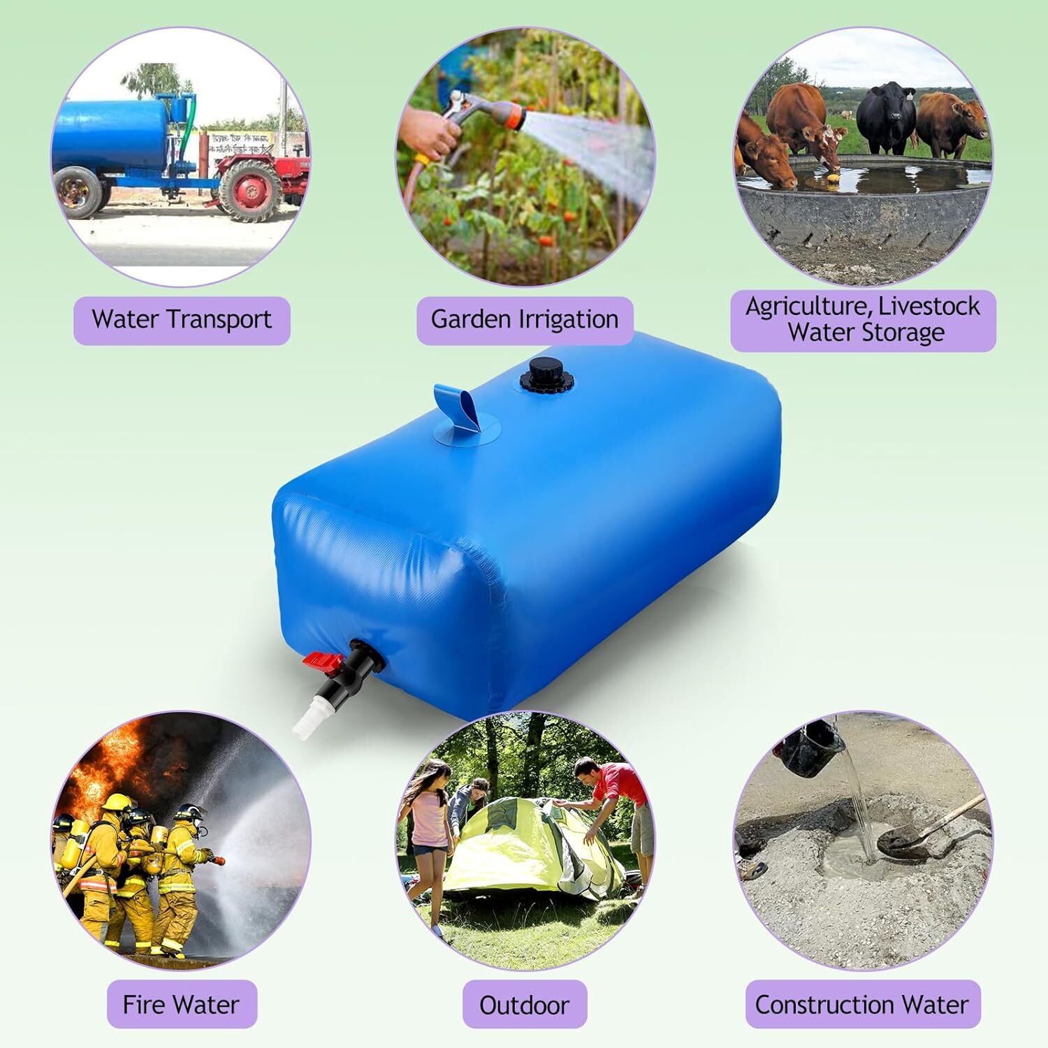 FIMEI 63 Gal Collapsible Water Bladder Tank 240L Water Storage Bladder, High-Density PVC, Blue
