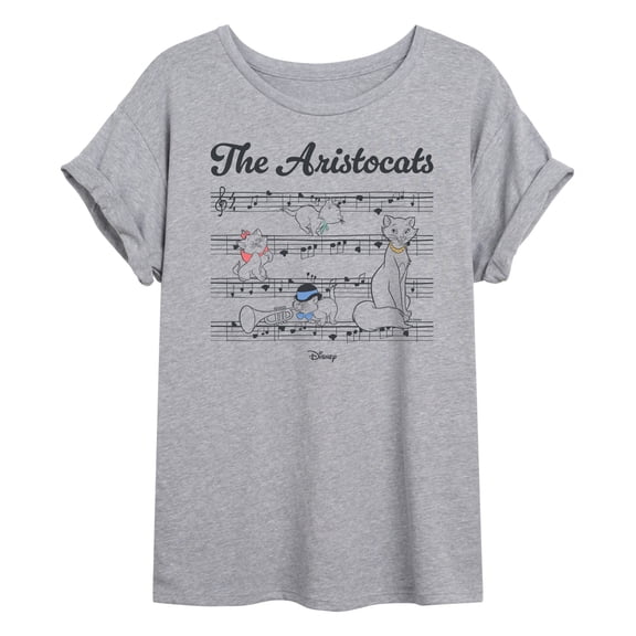 The Aristocats - Sheet Music - Juniors Oversized Graphic T-Shirt