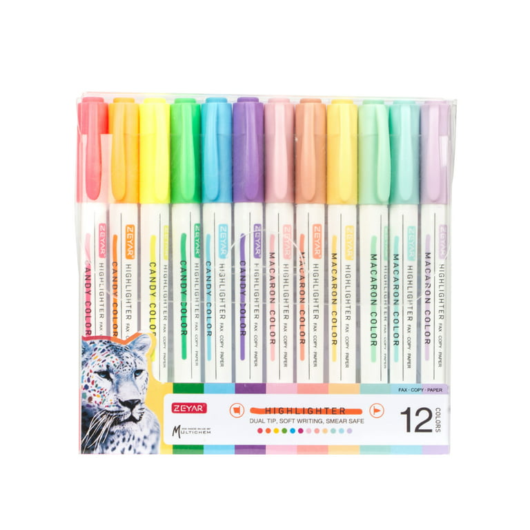 ZEYAR Highlighters, Dual Tips Marker Pen, Chisel and Fine Tips, Flexible  Tip and Soft Touch, Water Based, Assorted Colors, Quick Dry (18 Colors)