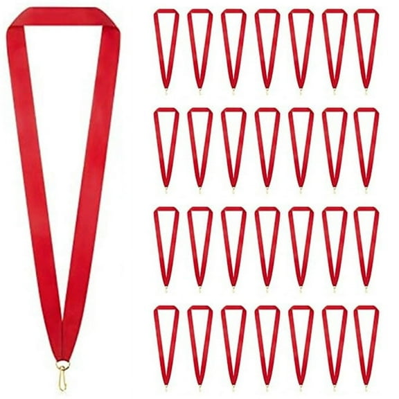 60 Pieces Medal Ribbons Award Neck Ribbons Medal Lanyards Medal Lanyards with Snap Clips for Competitions Sport Party,60 x Medal Ribbons,Red