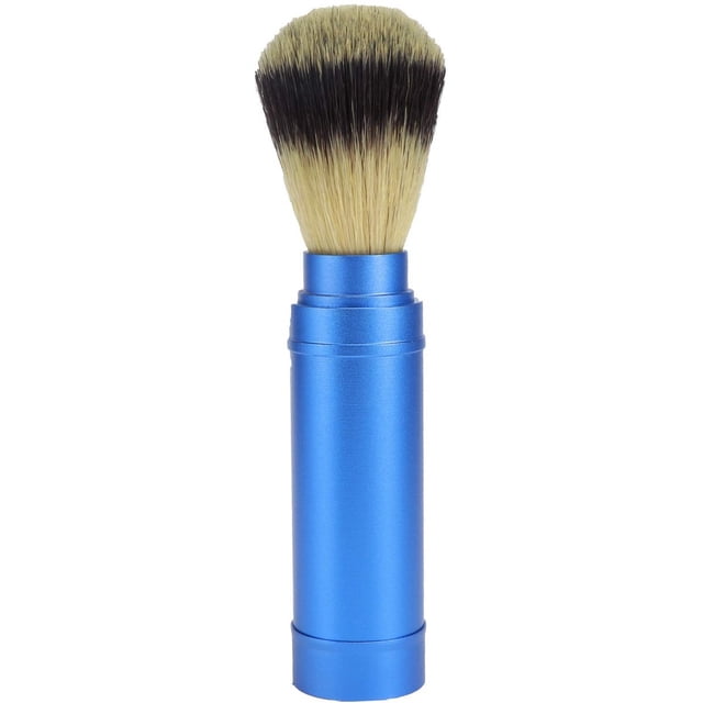 Brosse-Brosse Faciale-Brosse de Rasage de Voyage-Outil de Toilettage - Conception Compacte et Grande Brosse pour - Poils en Aluminium Bleus