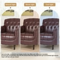 thumbnail image 5 of DREAMSIDEA Faux Leather Vintage Accent Chair for living Room, Button Tufted Wingback Armchair with Wood Legs Dark Red, 5 of 5
