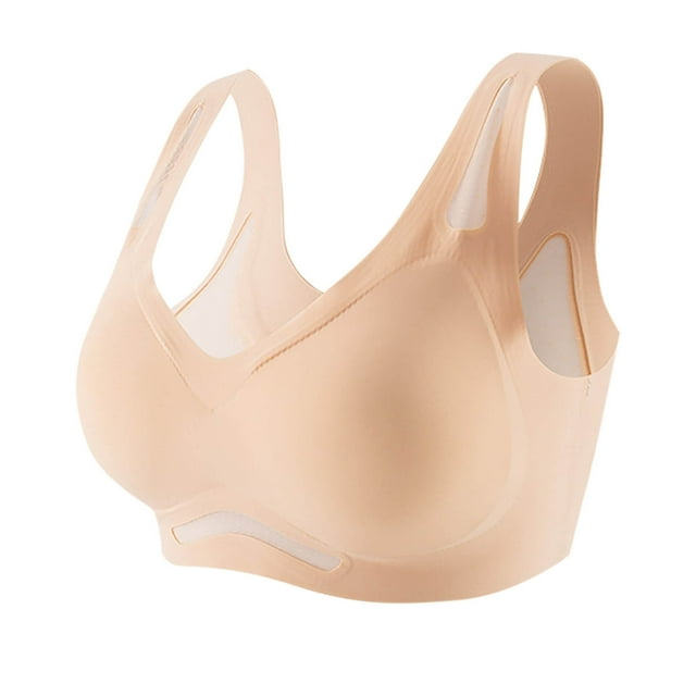 Abcnature Plus Size Bras for Women Plus Size Solid Hollow Out Wireless Semi Fixed Soft Support Together Daily Bras