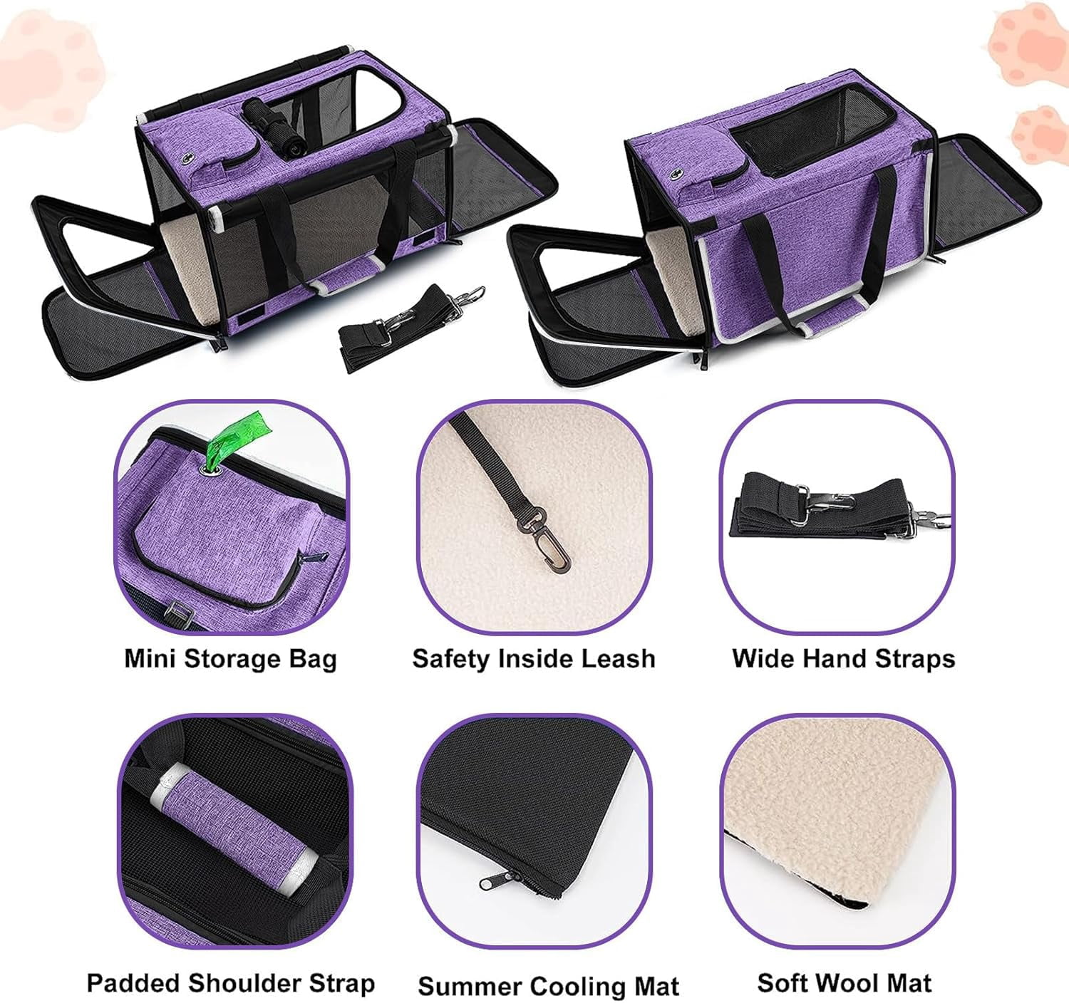 Pet Carrier for Large and Medium Cats, Soft-Sided Pet Carrier for Big Medium Cats and Puppy Dog Carriers Cat Carriers, Pet Privacy Protection Travel Carrier