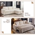 thumbnail image 4 of Marrber 78” Oversized Modern Plush Corduroy L-Shaped Modular 4-Seater Pull-Out Sectional Sleeper Sofa Bed with Hidden Storage for Living Room and Apartment, White, 4 of 7