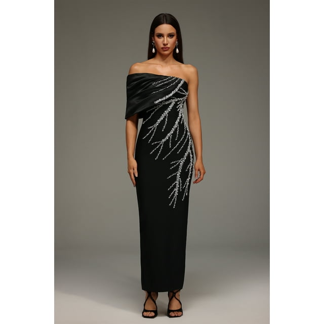 Vestido Bellabarnetten Zaha con un solo hombro, vendaje sin mangas