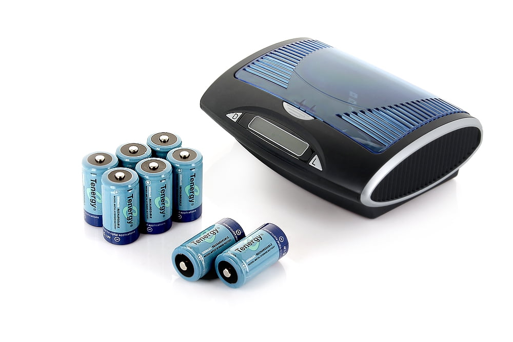 Tenergy T9688 Universal LCD Battery Charger + 8-Count C Cell 5000mAh NiMH Rechargeable Batteries
