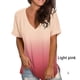 thumbnail image 5 of Minnieouse Camiseta degradada para mujer, ropa de calle elegante multicolor con cuello en V, fibra de verano, manga corta, para correr, playa, Prendas para la parte del cuerpo Rosa claro L, 5 of 6
