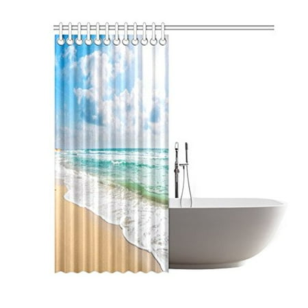 Gckg Sea Ocean Beach Shower Curtain Sandy Blue Sky Polyester Fabric Bathroom Sets 60x72 Inches