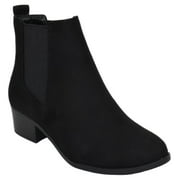 Soda Women Ankle Boots Elastic Sides Slip On Booties Block Heel Suede TEAPOT-S Black 7.5