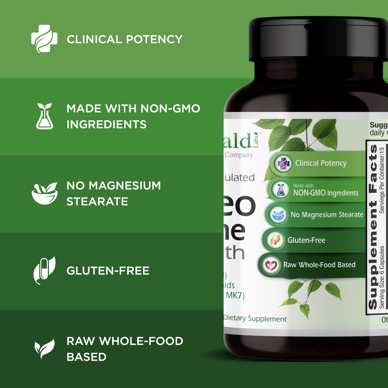 Emerald Labs Osteo Bone Health with Meriva Phytosome, MSM, Vitamin K2 (MK4 and MK7) and Calcium to Support Strong Bones, Joint Strength, and Immune System - 90 Vegetable Capsules