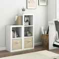 thumbnail image 6 of YEXJ furtble 3 Cube Storage Organizer Shelf with Bins, White 3 Tier Bookcase with Fabric Storage Bins, Morden Bookshelf for Bedroom, Living Room, 11.5" D x 11.5" W x 37.67" H-3 cube-White, 6 of 8