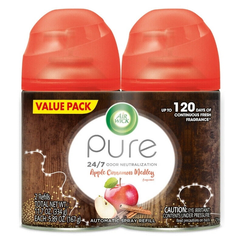 Air Wick Freshmatic Automatic Spray Air Freshener, Apple Cinnamon Medley Scent, Twin Refills, 6.17 Oz (Pack of 3)