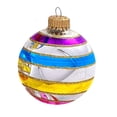 thumbnail image 6 of Glass Christmas Tree Ornaments - 67mm/2.63" [4 Pieces] Decorated Balls from Christmas by Krebs Seamless Hanging Holiday Decor (Bright Silver with Multicolor Lines), 6 of 7
